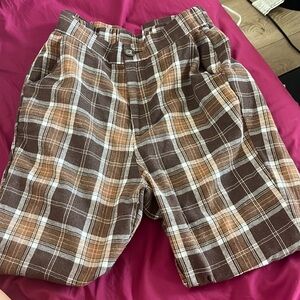 White/brown/Cream plaid pants